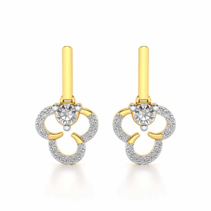 Inverted Flower Earring Drops - Yellow Gold - Image 1