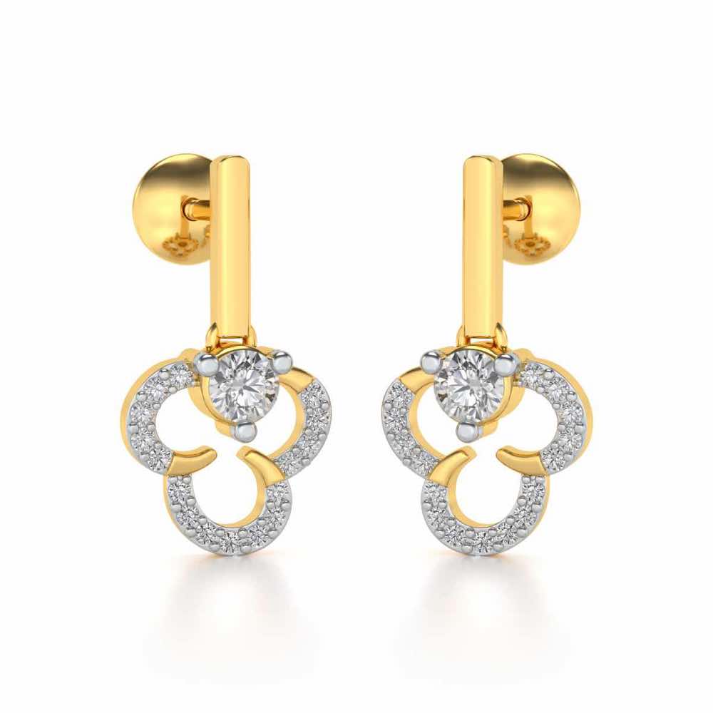 Inverted Flower Earring Drops - Yellow Gold - Image 2