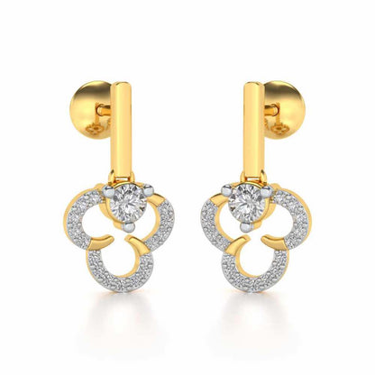 Inverted Flower Earring Drops - Yellow Gold - Image 2