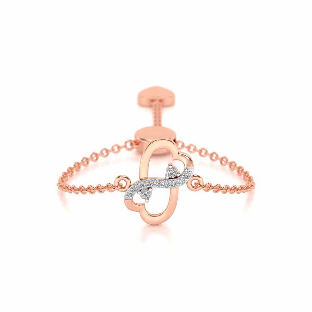 Inverted Heart Adjustable Silver Ring - Rose Gold - Image 1