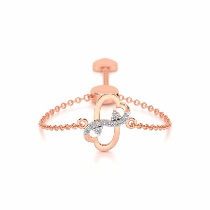 Inverted Heart Adjustable Silver Ring - Rose Gold - Image 1