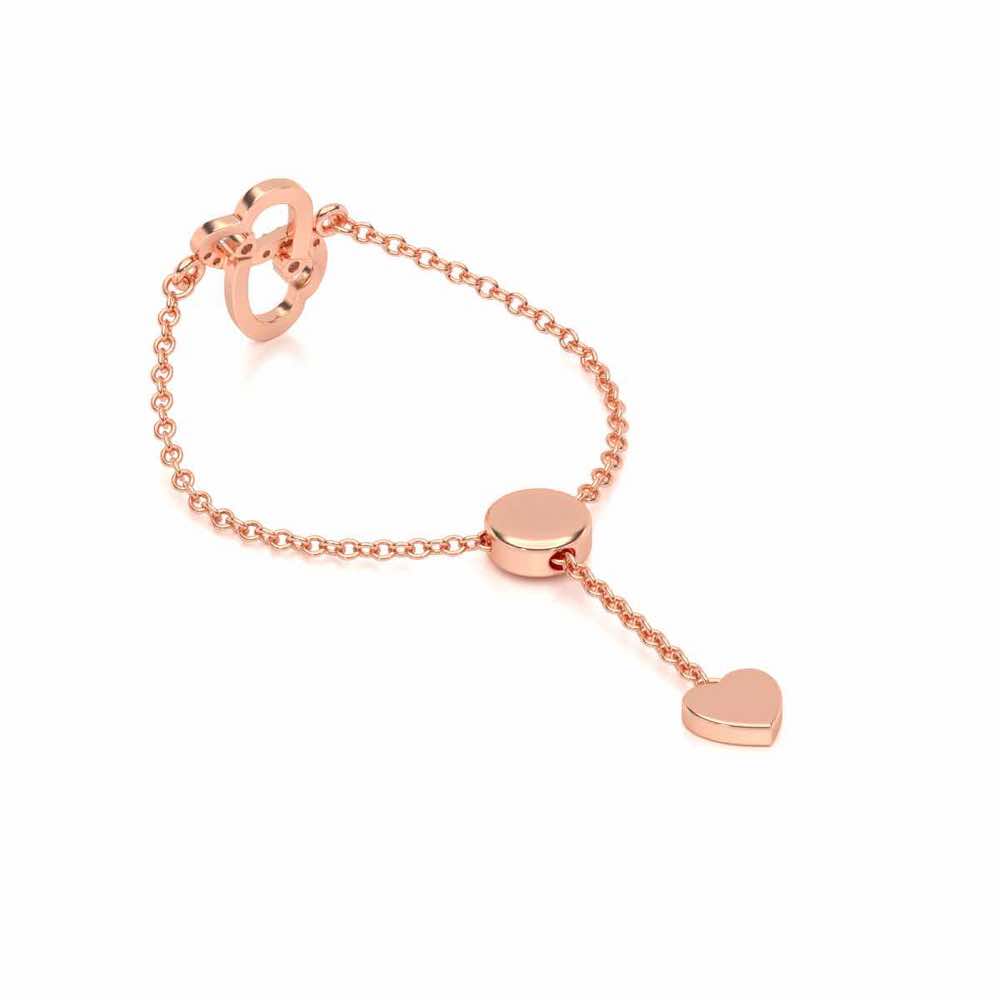 Inverted Heart Adjustable Silver Ring - Rose Gold - Image 3