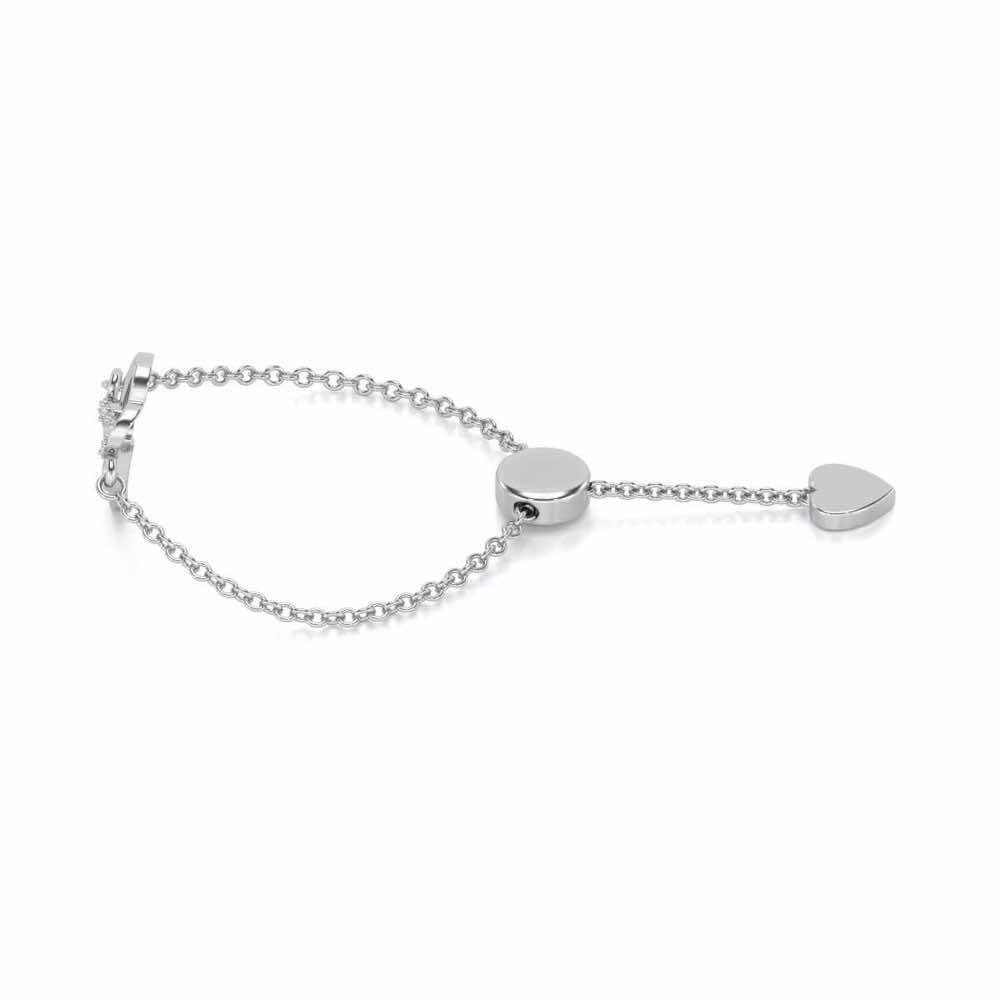 Inverted Heart Adjustable Silver Ring - White Gold - Image 2