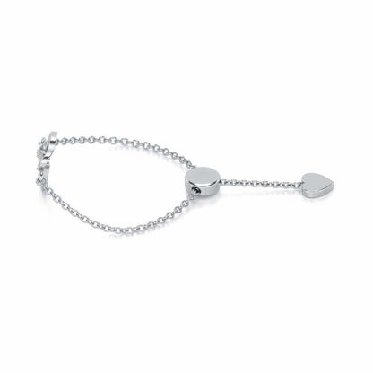 Inverted Heart Adjustable Silver Ring - White Gold - Image 2