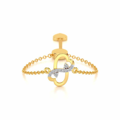 Inverted Heart Adjustable Silver Ring - Yellow Gold - Image 1