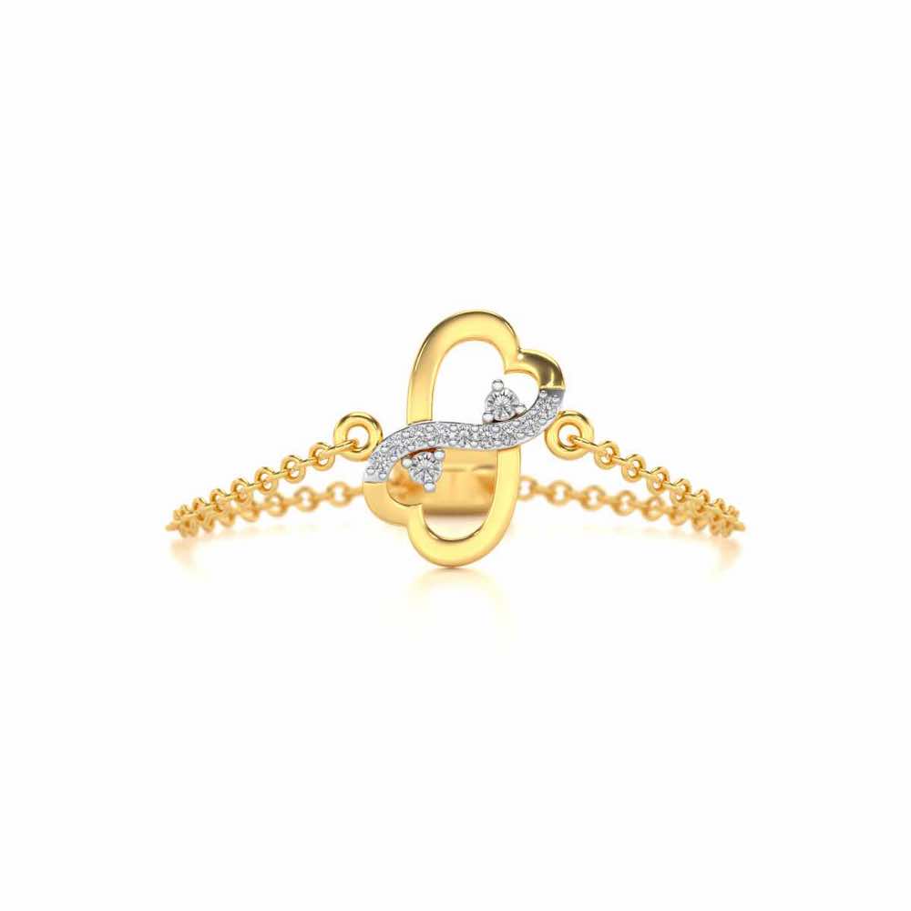 Inverted Heart Adjustable Silver Ring - Yellow Gold - Image 4