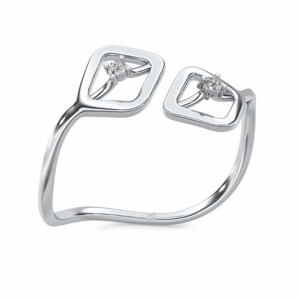Inverted Twigs Silver Ring - White Gold - Image 1