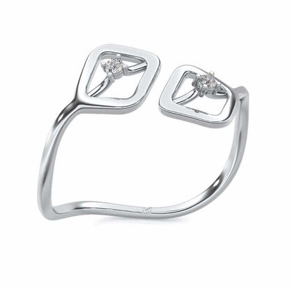 Inverted Twigs Silver Ring - White Gold - Image 1