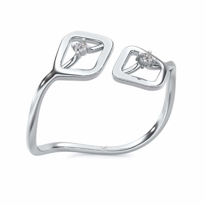 Inverted Twigs Silver Ring - White Gold - Image 1