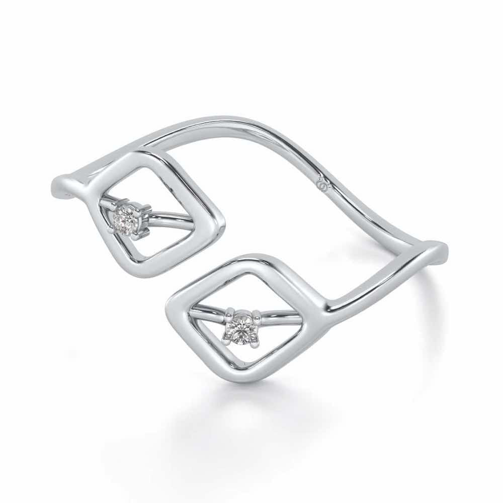 Inverted Twigs Silver Ring - White Gold - Image 2