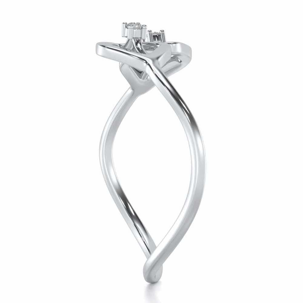 Inverted Twigs Silver Ring - White Gold - Image 3
