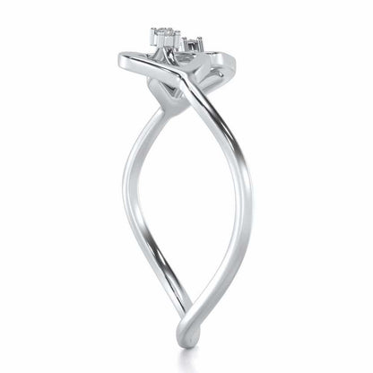 Inverted Twigs Silver Ring - White Gold - Image 3