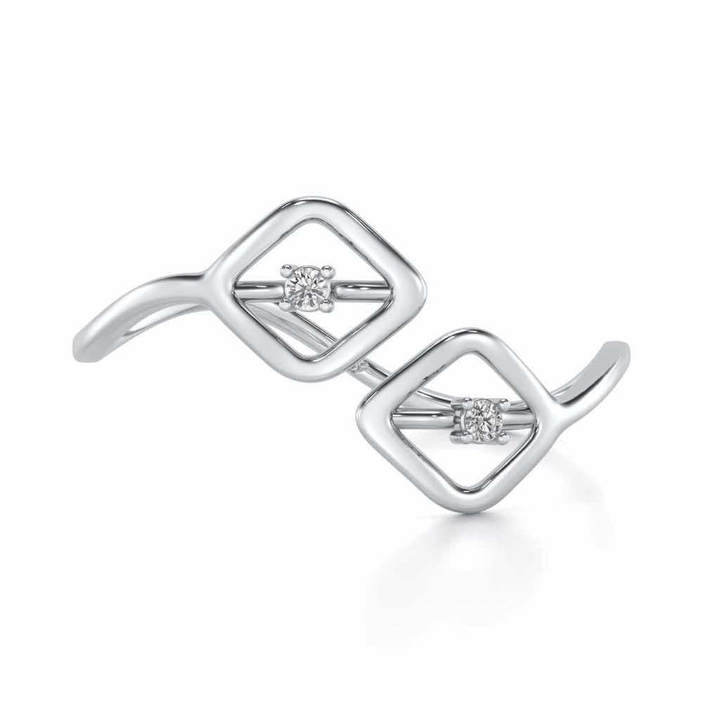 Inverted Twigs Silver Ring - White Gold - Image 4