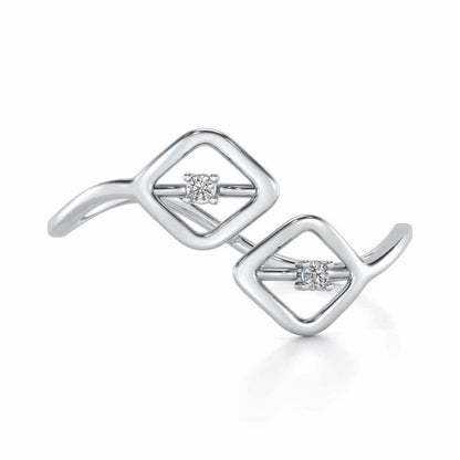 Inverted Twigs Silver Ring - White Gold - Image 4