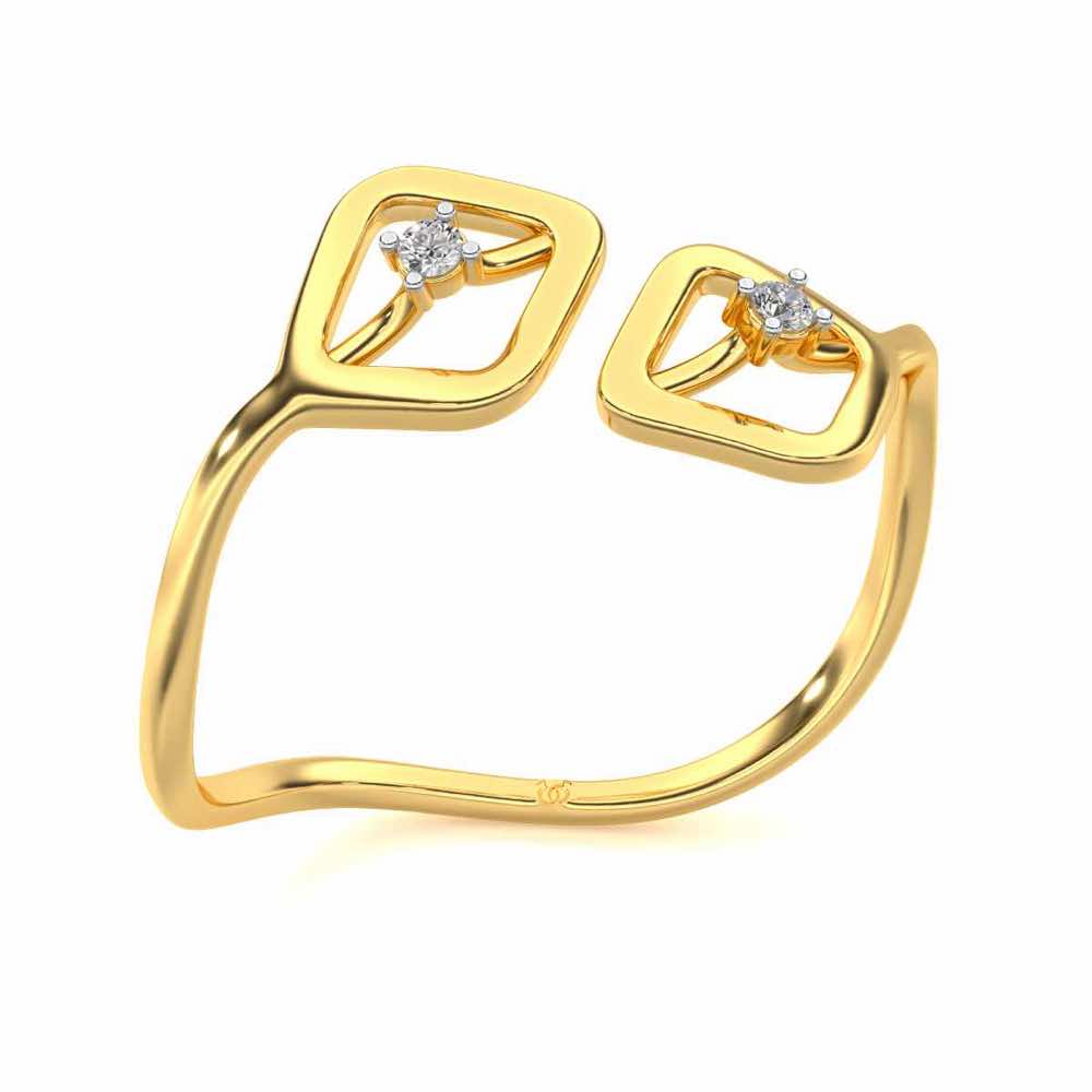 Inverted Twigs Silver Ring - Yellow Gold - Image 1