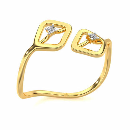Inverted Twigs Silver Ring - Yellow Gold - Image 1