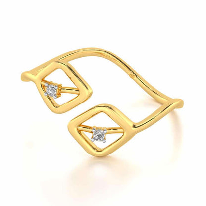 Inverted Twigs Silver Ring - Yellow Gold - Image 2