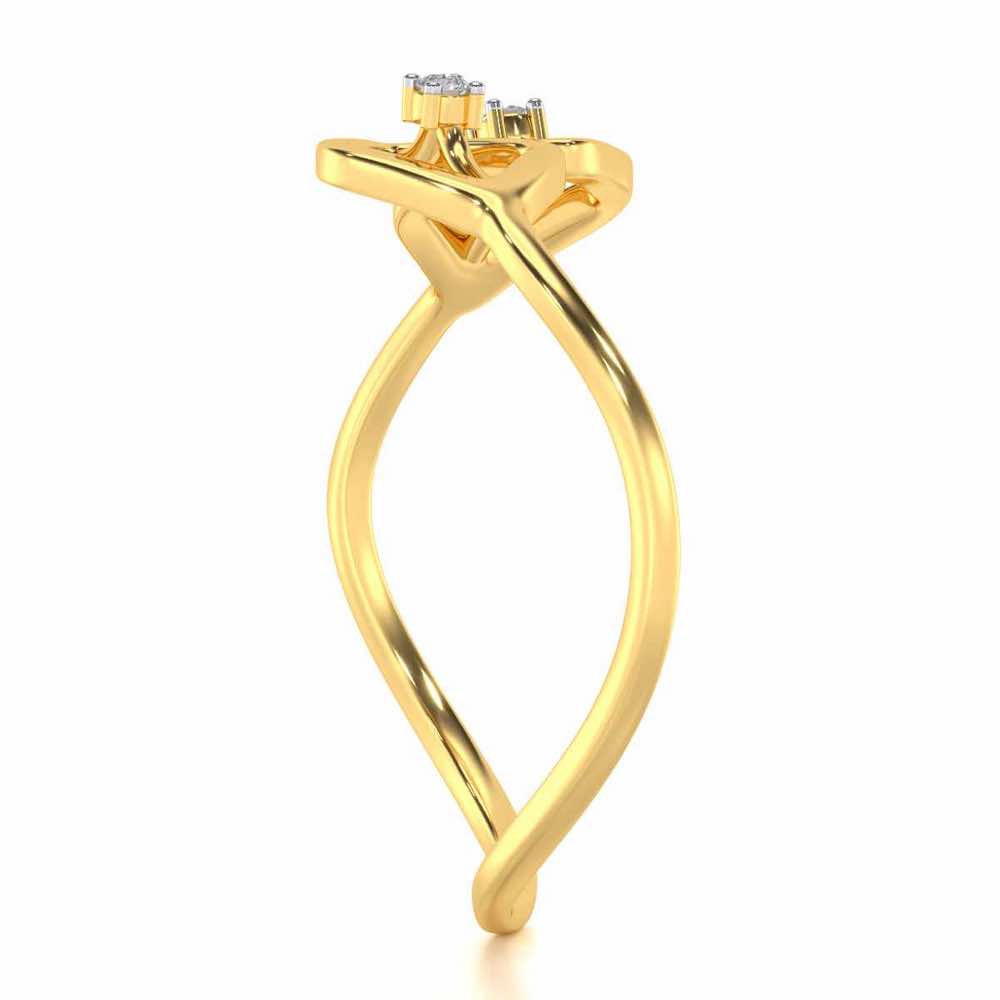 Inverted Twigs Silver Ring - Yellow Gold - Image 3