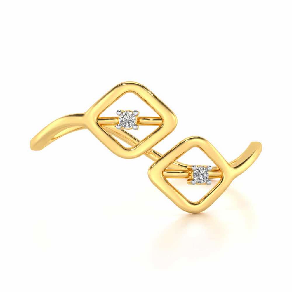 Inverted Twigs Silver Ring - Yellow Gold - Image 4