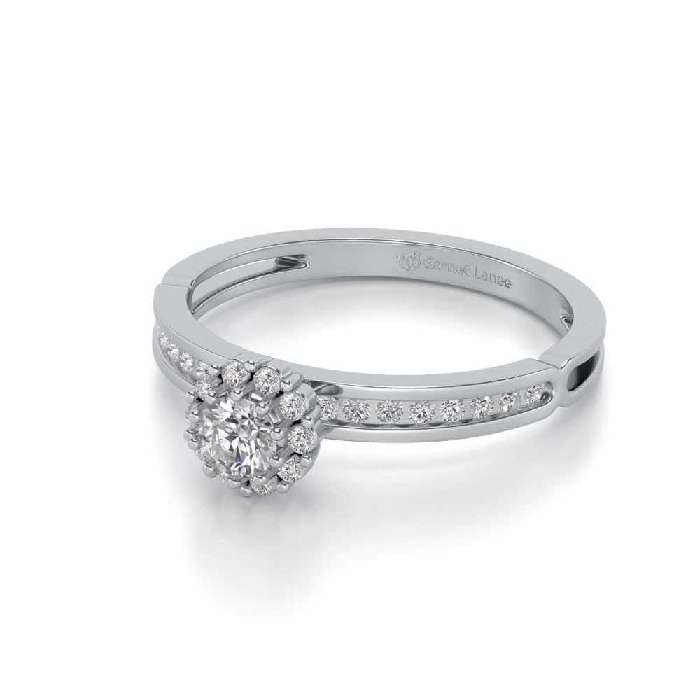 Inviting Solitaire Silver Ring - White Gold - Image 2