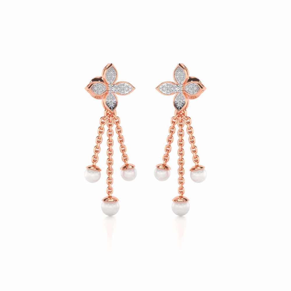 Ishani Silver Dangler Earrings - Rose Gold - Image 2