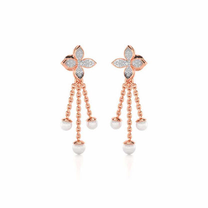 Ishani Silver Dangler Earrings - Rose Gold - Image 2