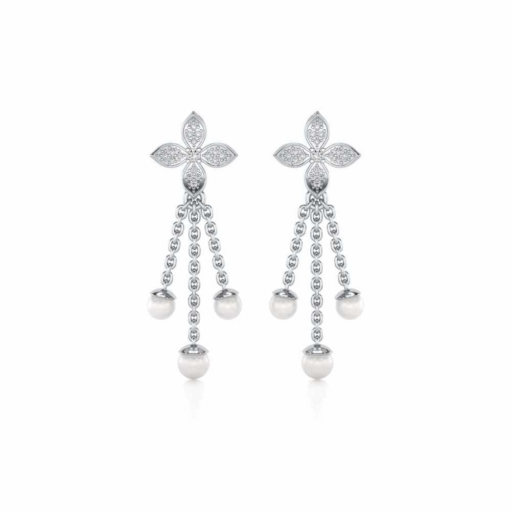 Ishani Silver Dangler Earrings - White Gold - Image 1