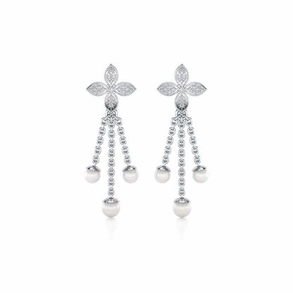 Ishani Silver Dangler Earrings - White Gold - Image 1