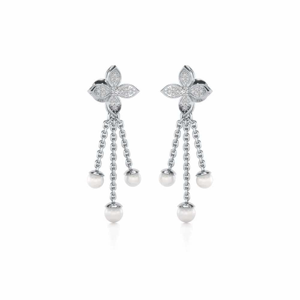 Ishani Silver Dangler Earrings - White Gold - Image 2