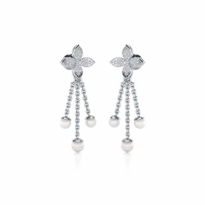 Ishani Silver Dangler Earrings - White Gold - Image 2