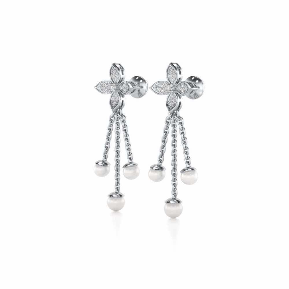 Ishani Silver Dangler Earrings - White Gold - Image 3