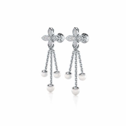 Ishani Silver Dangler Earrings - White Gold - Image 3