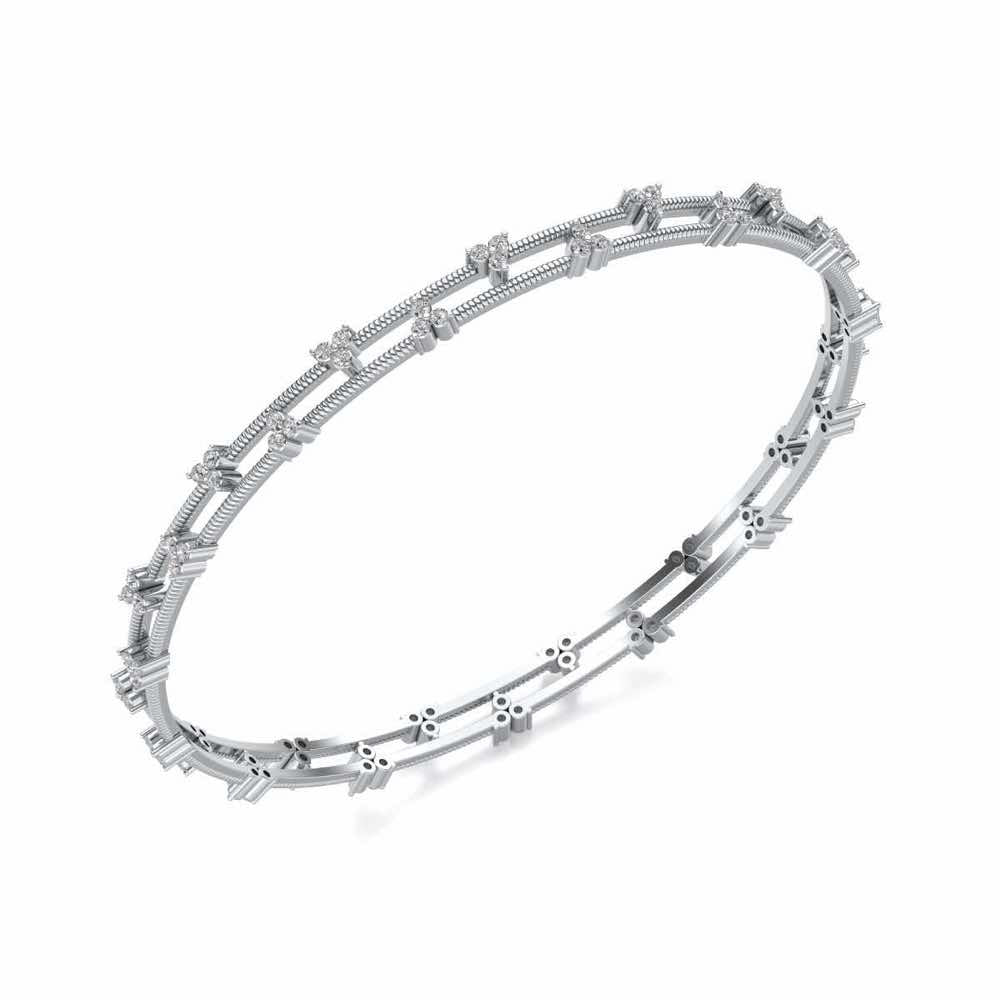 Itri Silver Bangles - White Gold - Image 1