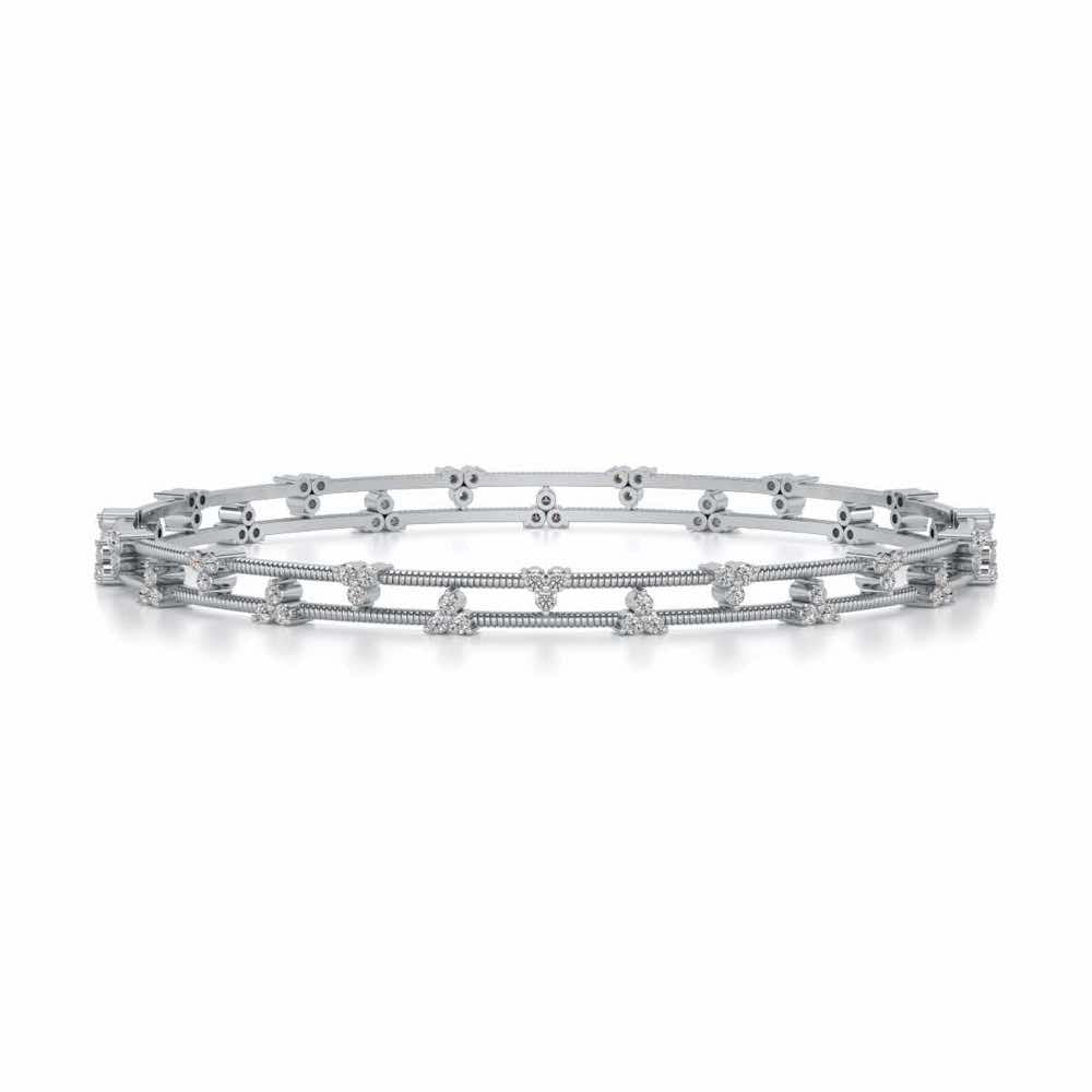 Itri Silver Bangles - White Gold - Image 4