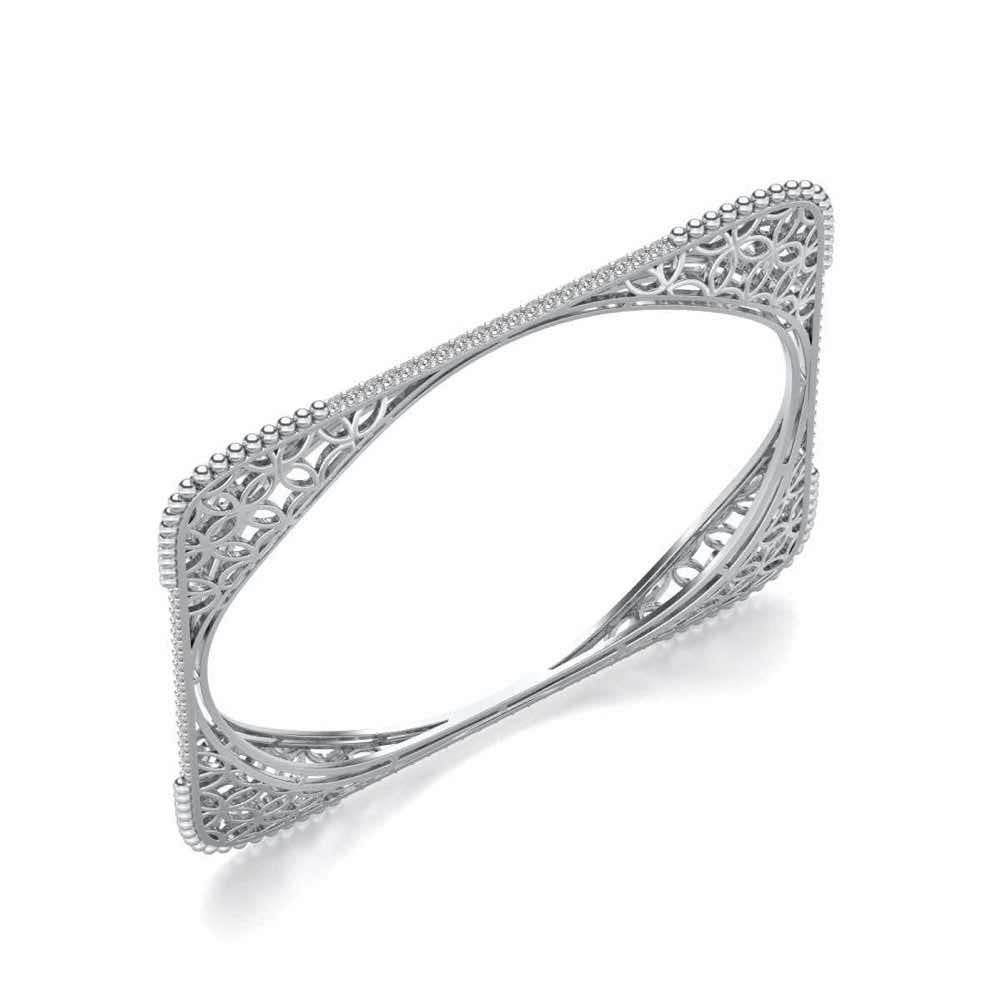 Izar Silver Bangles - White Gold - Image 1