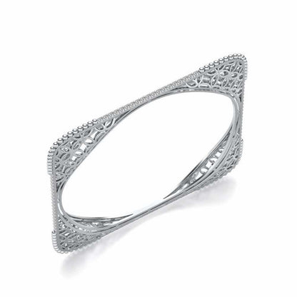 Izar Silver Bangles - White Gold - Image 1