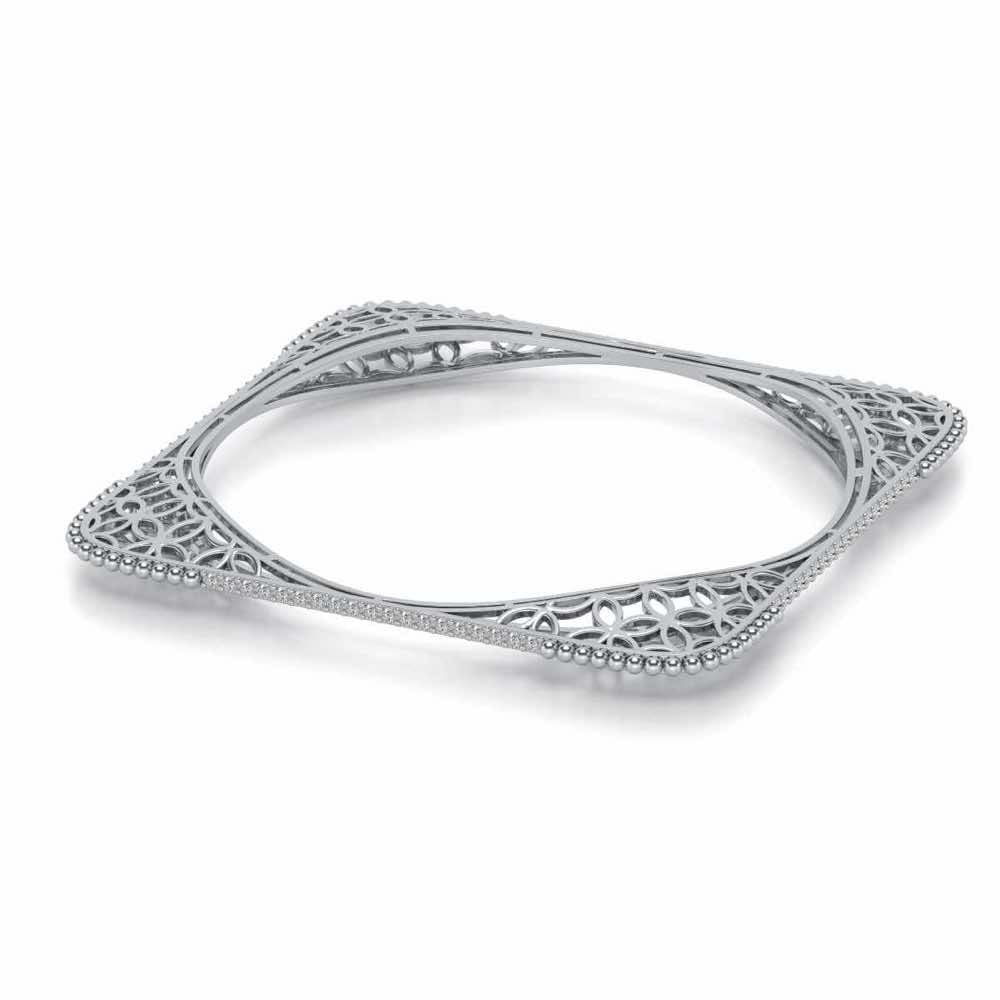 Izar Silver Bangles - White Gold - Image 2