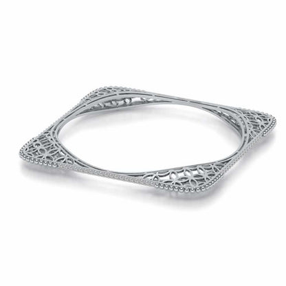 Izar Silver Bangles - White Gold - Image 2