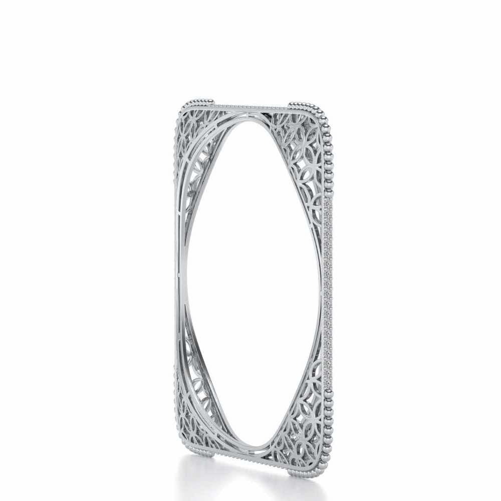 Izar Silver Bangles - White Gold - Image 3