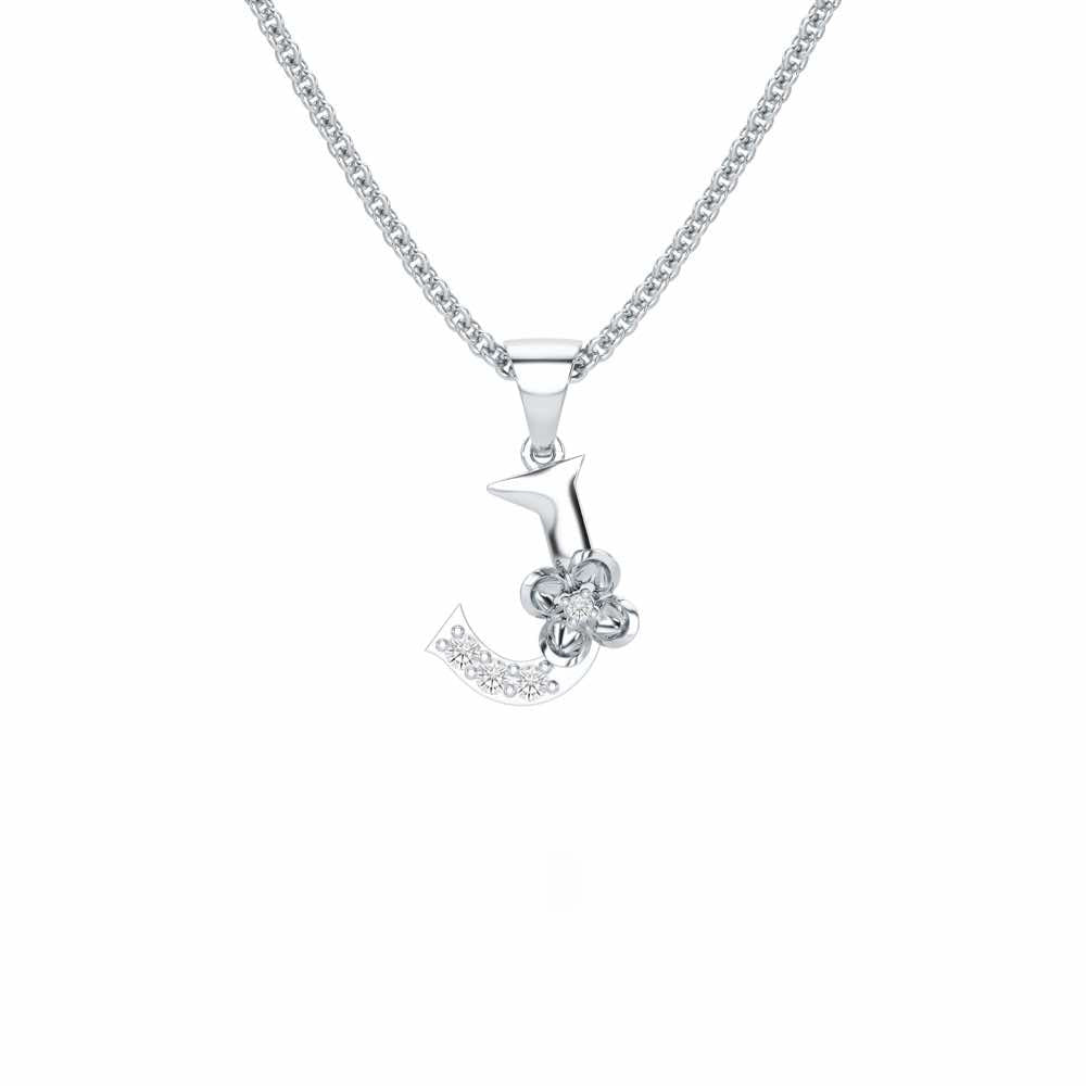 J-Glint Silver Pendant - White Gold - Image 1