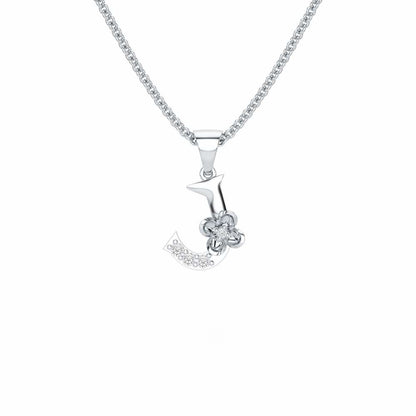 J-Glint Silver Pendant - White Gold - Image 1