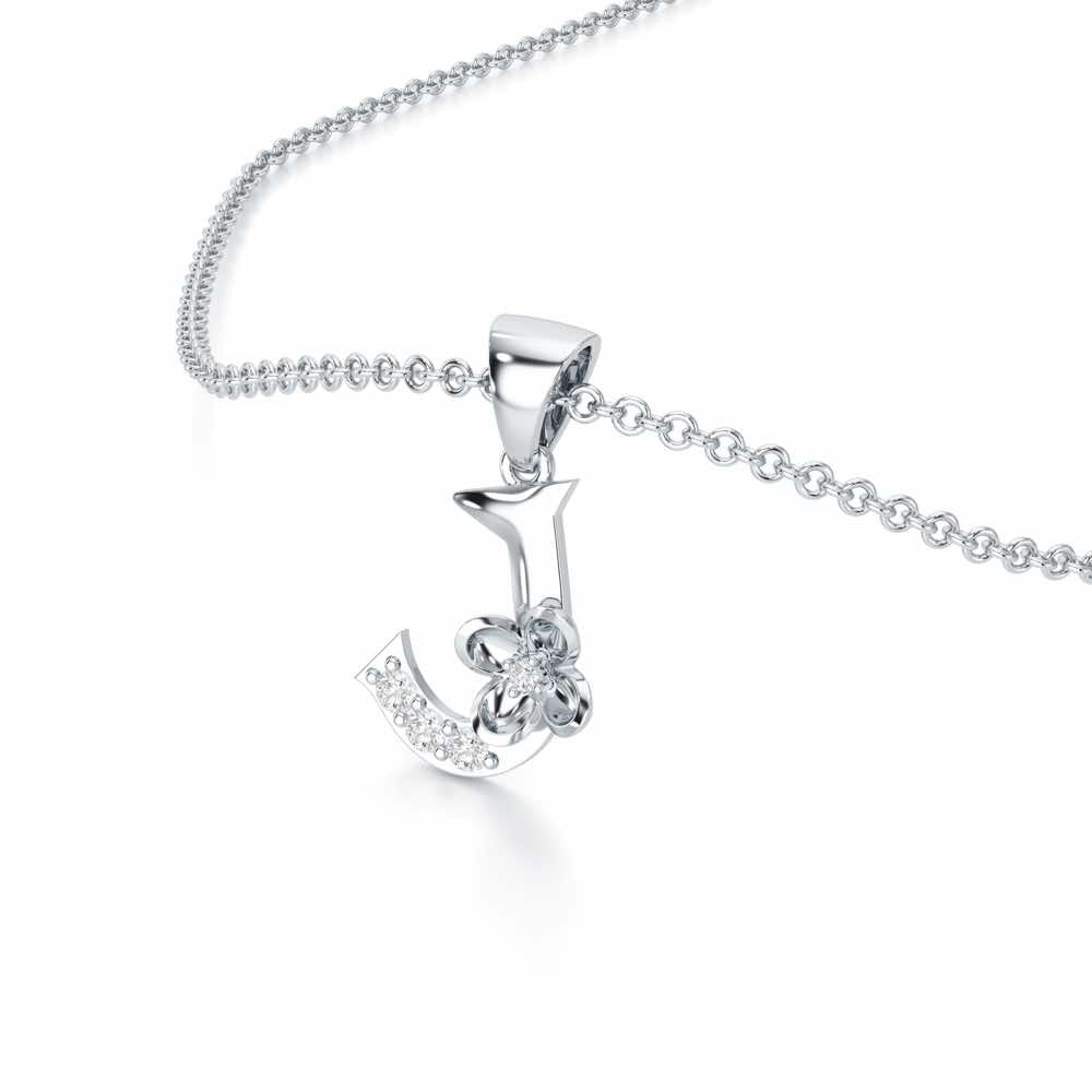 J-Glint Silver Pendant - White Gold - Image 2