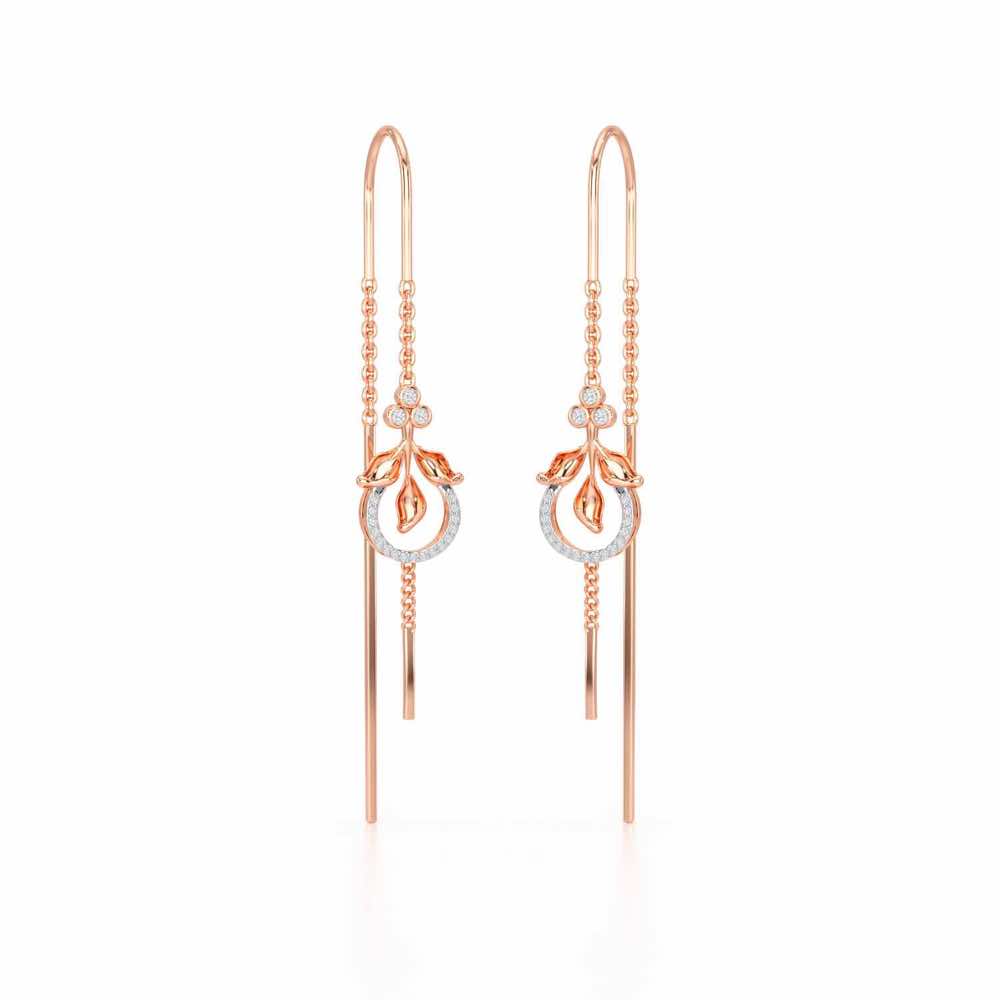 Jannat Silver Dangler Earrings - Rose Gold - Image 2