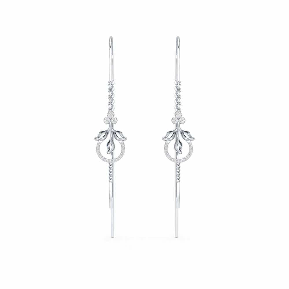 Jannat Silver Dangler Earrings - White Gold - Image 1