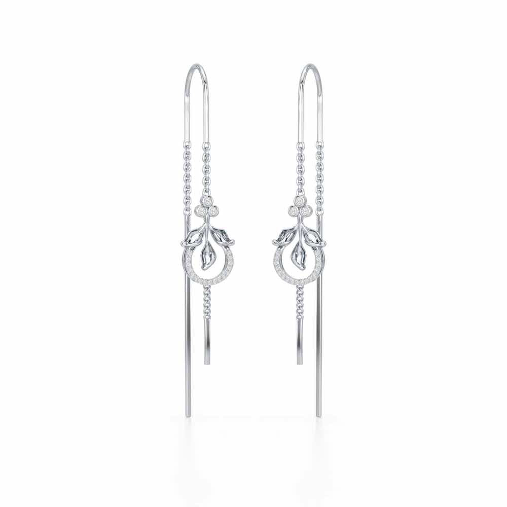 Jannat Silver Dangler Earrings - White Gold - Image 2