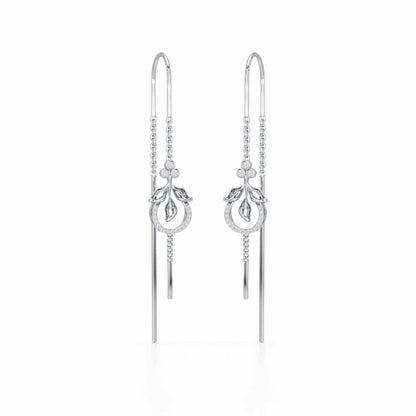 Jannat Silver Dangler Earrings - White Gold - Image 2