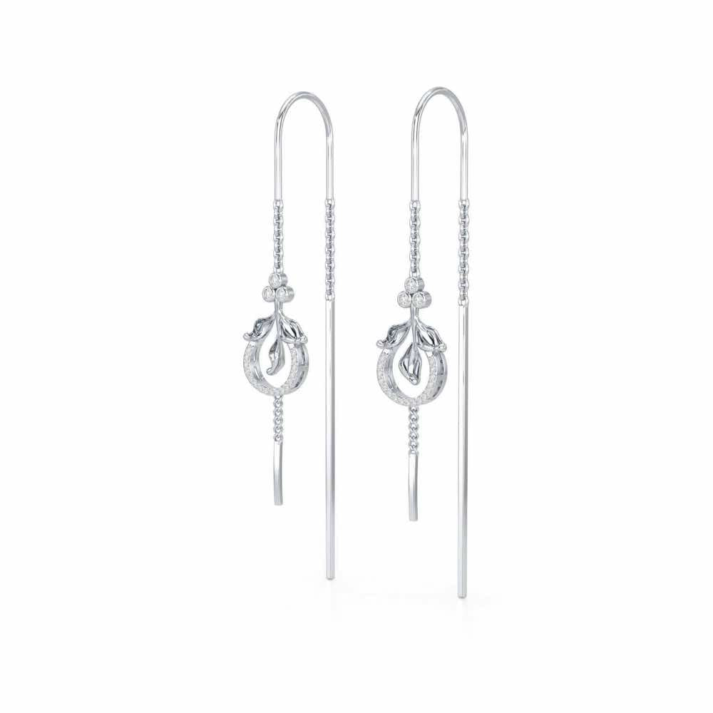 Jannat Silver Dangler Earrings - White Gold - Image 3