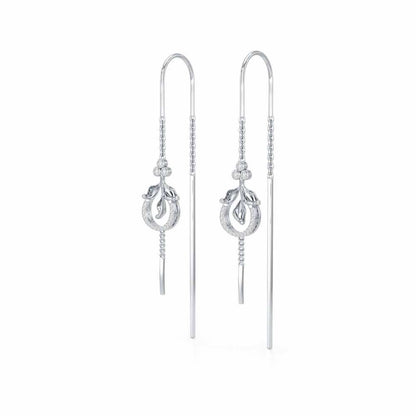 Jannat Silver Dangler Earrings - White Gold - Image 3