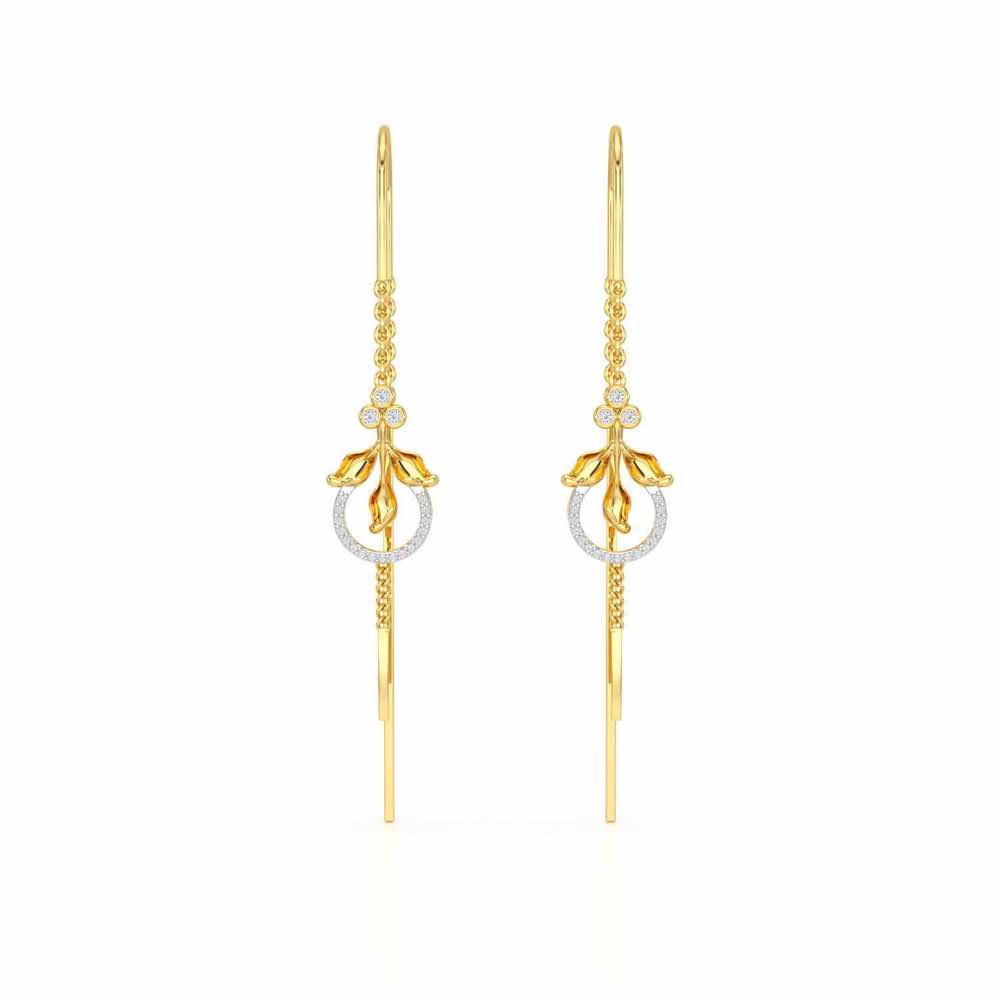 Jannat Silver Dangler Earrings - Yellow Gold - Image 1