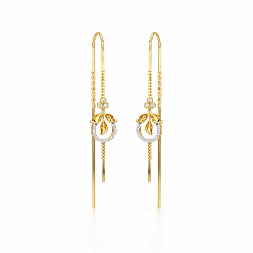 Jannat Silver Dangler Earrings - Yellow Gold - Image 2